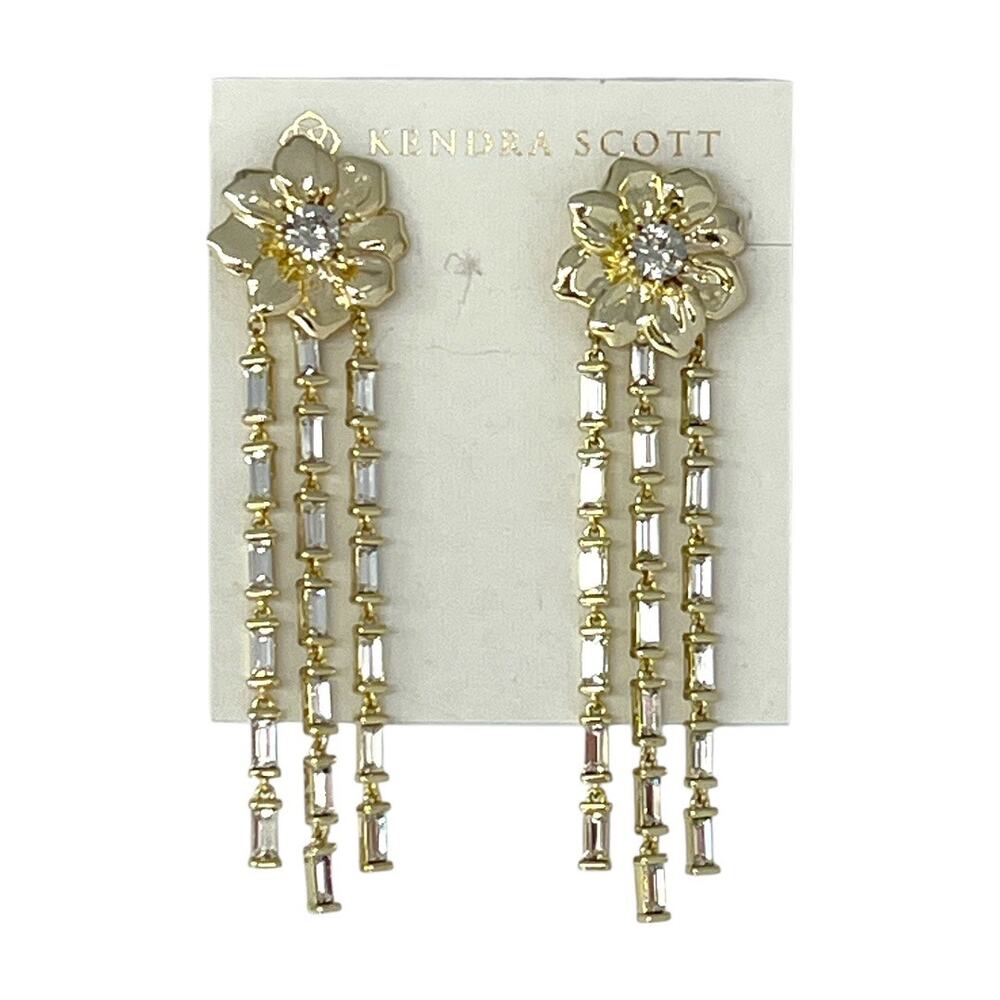 Kendra Scott Cameron Convertible Statement Earrings Gold Crystal Studs $148